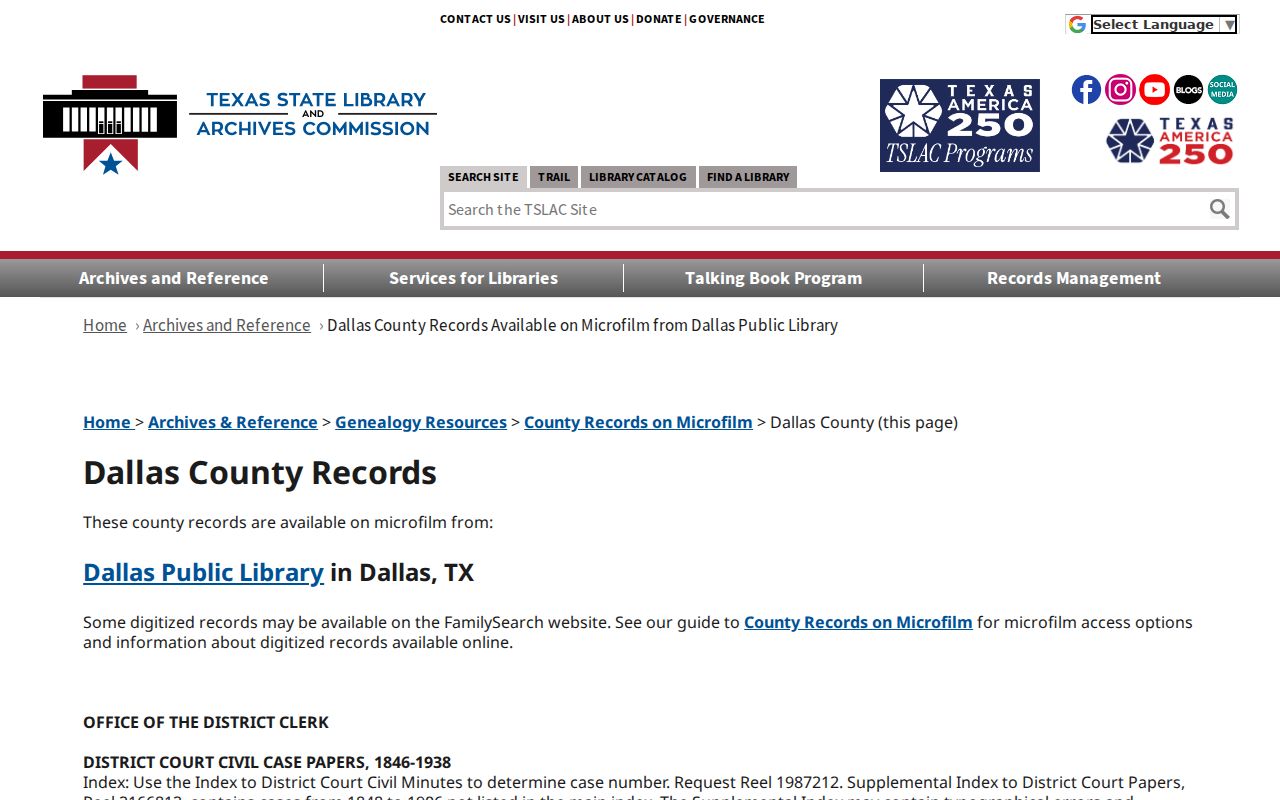 Lancaster past residents Dallas County microfilm and map research guide